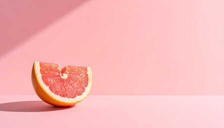 Half of grapefruit on pink background. Minimal concept with copy space.の素材