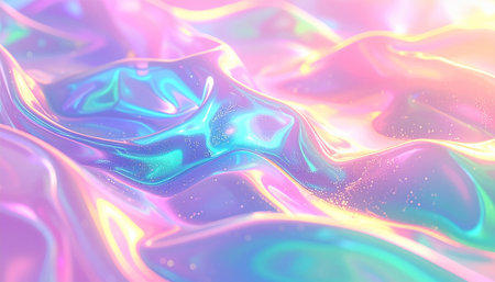 abstract background of holographic liquid in neon colors. 3d renderの素材