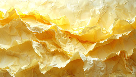 Texture of crumpled yellow paper. Abstract background for design.の素材