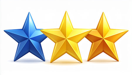 illustration of five star rating on white background - 3d renderingの素材