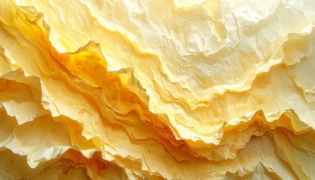 Texture of crumpled yellow paper. Abstract background for design.の素材