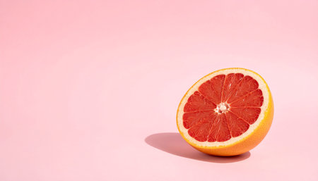 Grapefruit on pink background. Minimal summer concept with copy space.の素材