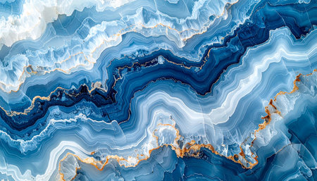 Intense blue agate with prominent gold veins and contrasting white layers. Clear details and vibrant colors enhance v...の素材