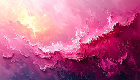 Swirling impasto oil paint with vibrant pink, magenta, and deep purple color transitions.の素材