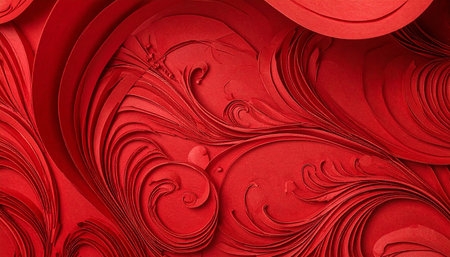 266764 showing detailed red paper swirls and filigree patterns with organic flowing curves. resolutionの素材