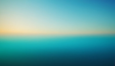 A horizon line gradient transitions from deep ocean blue to bright aqua and pale yellow at theの素材