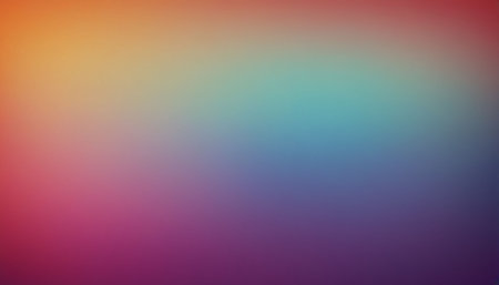 A horizontal color gradient flows from a reddish orange at the through a teal blue middle, to deep purple hues at...の素材