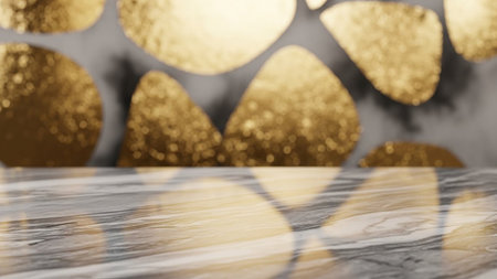 Surface showing abstract gold and grey textured surface with marble effect and bokeh lights. resolutionの写真素材