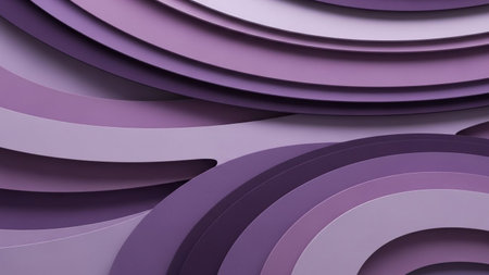 Smooth, layered curves in soft lavender and purple hues create a gentle, organic flowing abstract pattern.の素材