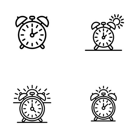 Alarm clock icon set. Outline illustration of alarm clock vector icons for web designのイラスト素材