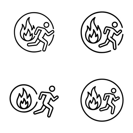 Fire icons set. Outline set of fire icons for web designのイラスト素材