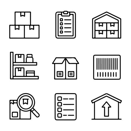 Inventory or stock icons set. Simple Line Icons for Warehouse Management and Inventoryのイラスト素材