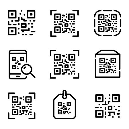 QR Code Icon Set. QR Code Scanning Illustrations for Digital Marketing