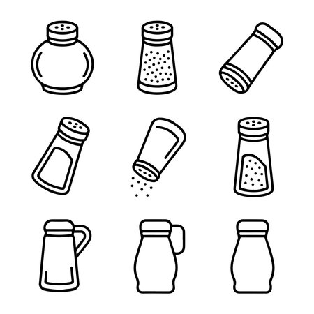 Outline Pepper Shaker Icon Set. Simple Line Art Illustration of Salt and Pepper Shakersのイラスト素材