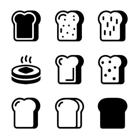 Bread Slice Icon Set Collection.のイラスト素材