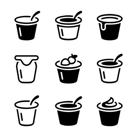 Yogurt Container Icon Set Collection.のイラスト素材