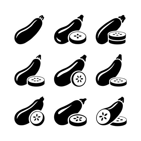 Zucchini Icon Set for Veggies.のイラスト素材