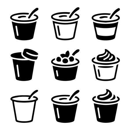 Yogurt Container Icon Set Collection.のイラスト素材