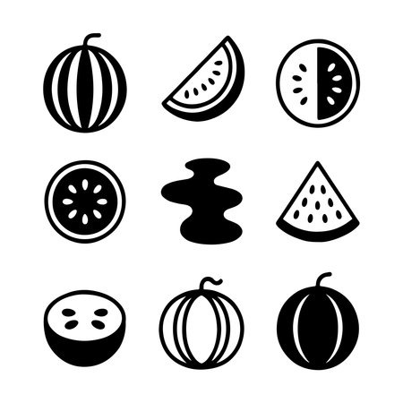 Watermelon Icon Set for Summer.のイラスト素材