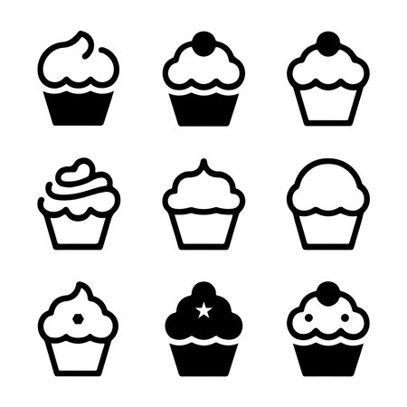 Cupcake Dessert Icons with Frostingのイラスト素材