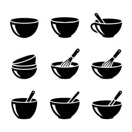 Kitchen Mixing Bowl Icon Setのイラスト素材