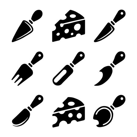 Cheese Knife Icon Set for Charcuterieのイラスト素材