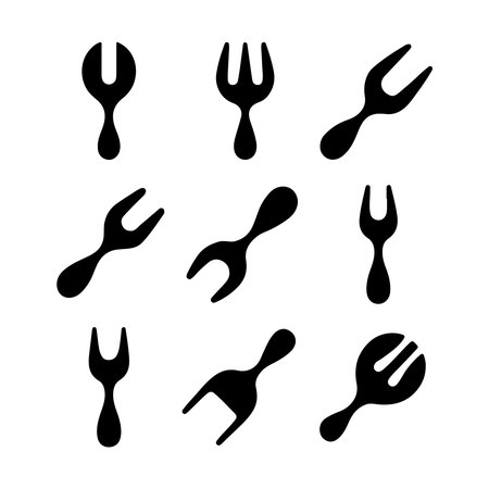 Serving Fork Utensil Icons setのイラスト素材