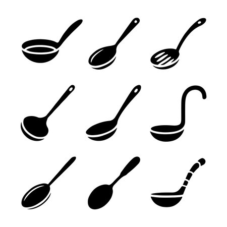 Serving Spoon Icon Set for Diningのイラスト素材