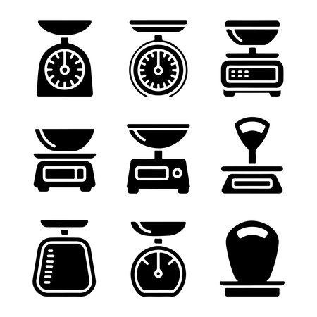 Digital and Analog Food Scale Iconsのイラスト素材