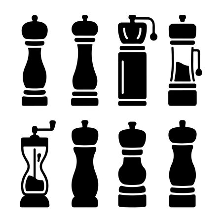 Classic Pepper Mill Icons setのイラスト素材