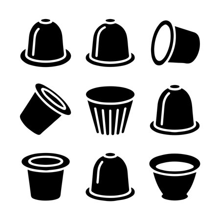 Coffee Capsule Glyph Icons for Baristas and Coffee Loversのイラスト素材