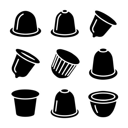Coffee Capsule Glyph Icons for Baristas and Coffee Loversのイラスト素材
