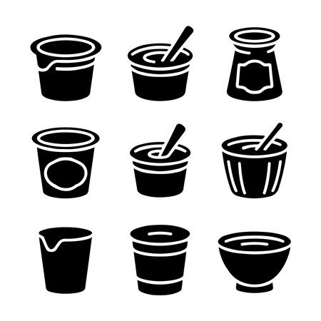 Yogurt Cup Glyph Icons for Snacks and Dairyのイラスト素材