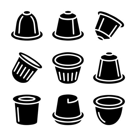 Coffee Capsule Glyph Icons for Baristas and Coffee Loversのイラスト素材