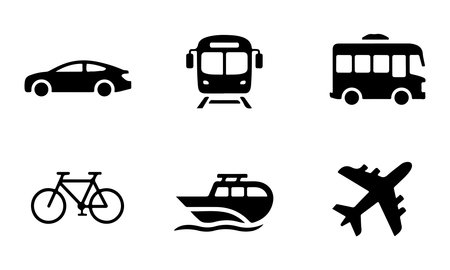 Transportation Vehicle Glyph Icons for Logistics and Travelのイラスト素材