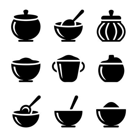 Sugar Bowl Glyph Icons for Tea Sets and Kitchenのイラスト素材