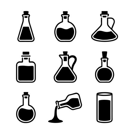 Vinegar Bottle Glyph Icons for Kitchen and Packagingのイラスト素材