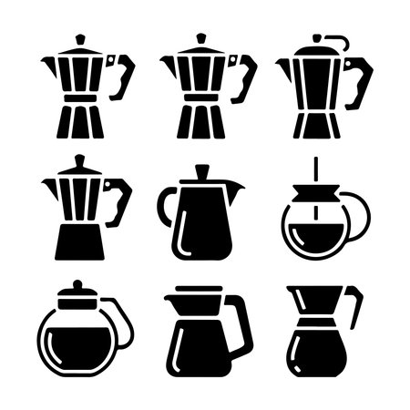 Coffee Pot Glyph Icons for Kitchen, Cafe, and Baristaのイラスト素材