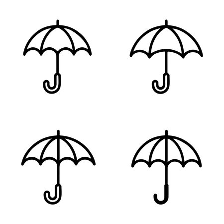 Four Simple Black Outline Umbrella Iconsのイラスト素材