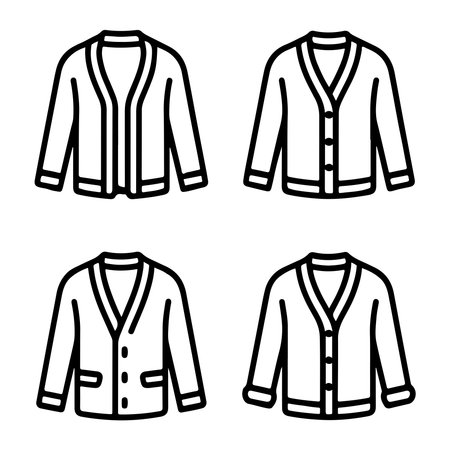 Four Stylish Cardigan Designs in Outline Styleのイラスト素材