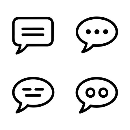 Set of Simple Black Outline Speech Bubblesのイラスト素材