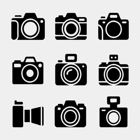 Collection of Black Silhouette Digital Camera Iconsのイラスト素材