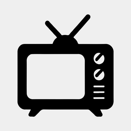 Simple Black and White Retro Television Iconのイラスト素材