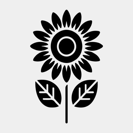 Simple black silhouette of a sunflower.のイラスト素材