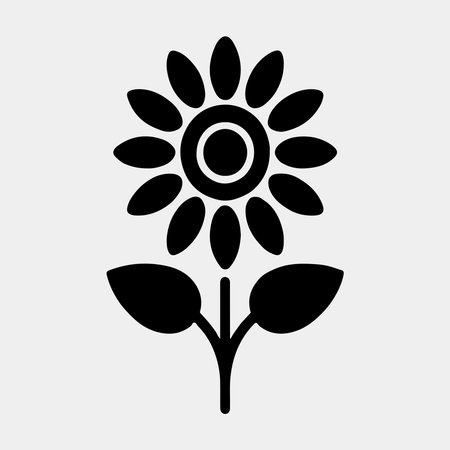 Simple black silhouette of a sunflower.のイラスト素材