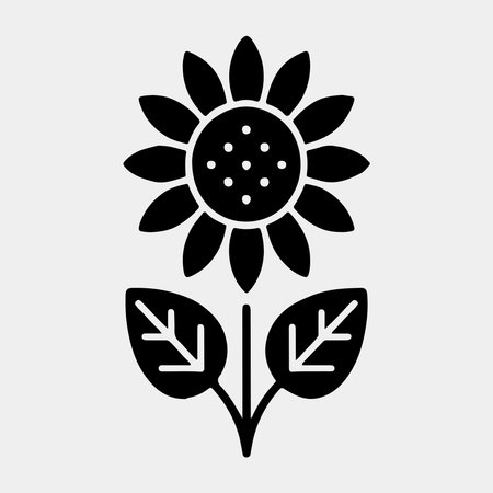 Simple black silhouette of a sunflower.のイラスト素材
