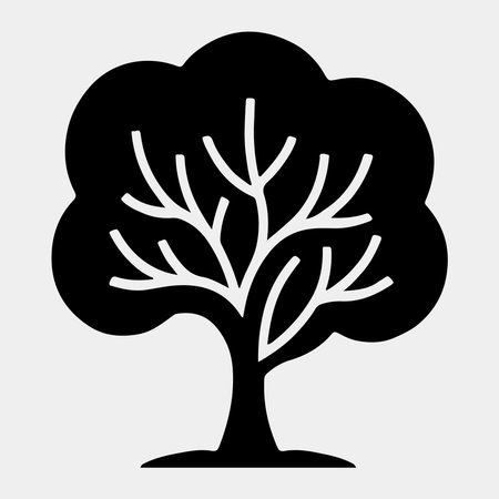 Simple Black and White Silhouette of a Treeのイラスト素材