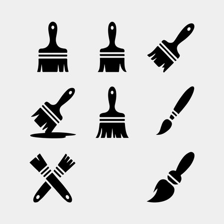 Collection of Black Paintbrush Iconsのイラスト素材