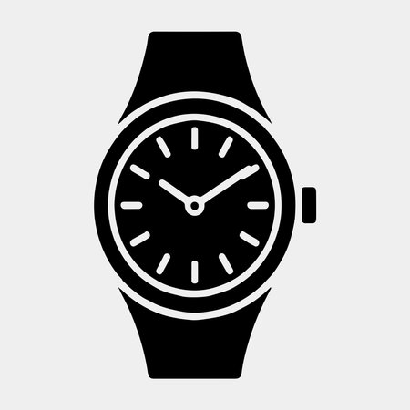 Simple Black and White Wristwatch Iconのイラスト素材