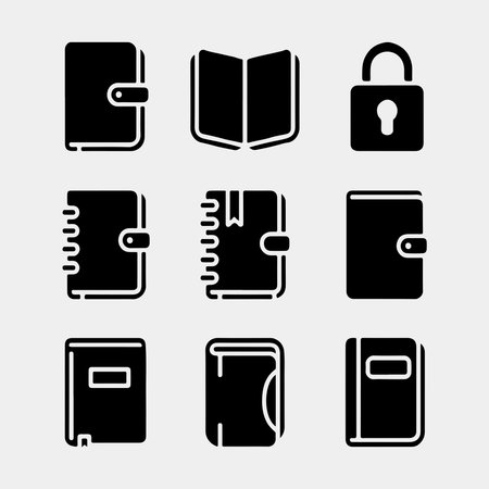 Vector Icons of Various Books and Notebooksのイラスト素材